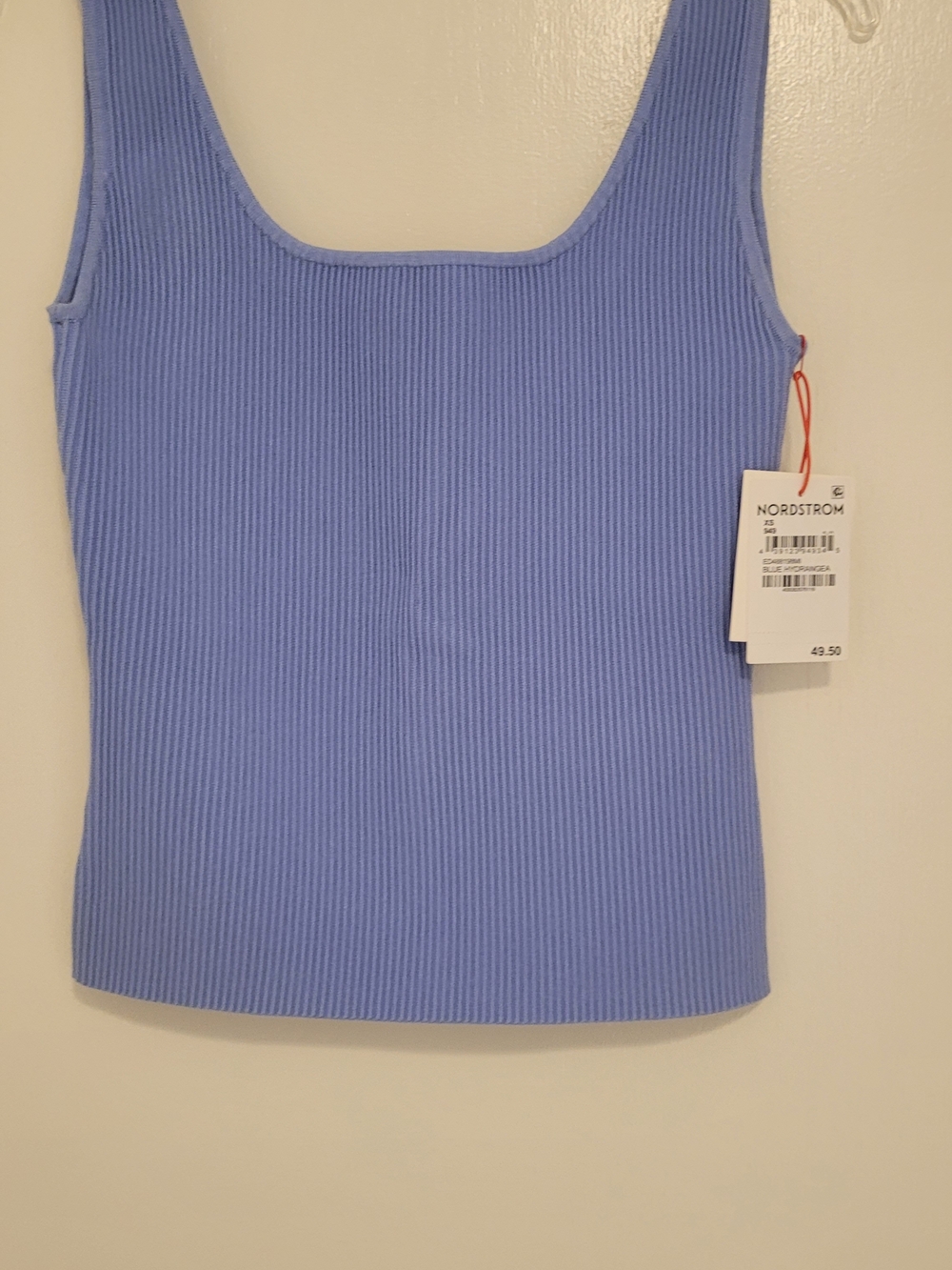Nordstrom Ribbed Square Neck Tank Top - Periwinkle Blue